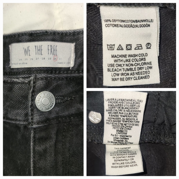 🆕️ We the Free People Vintage Flare Ruff frayed slit hem jeans Washed out black - Picture 15 of 15